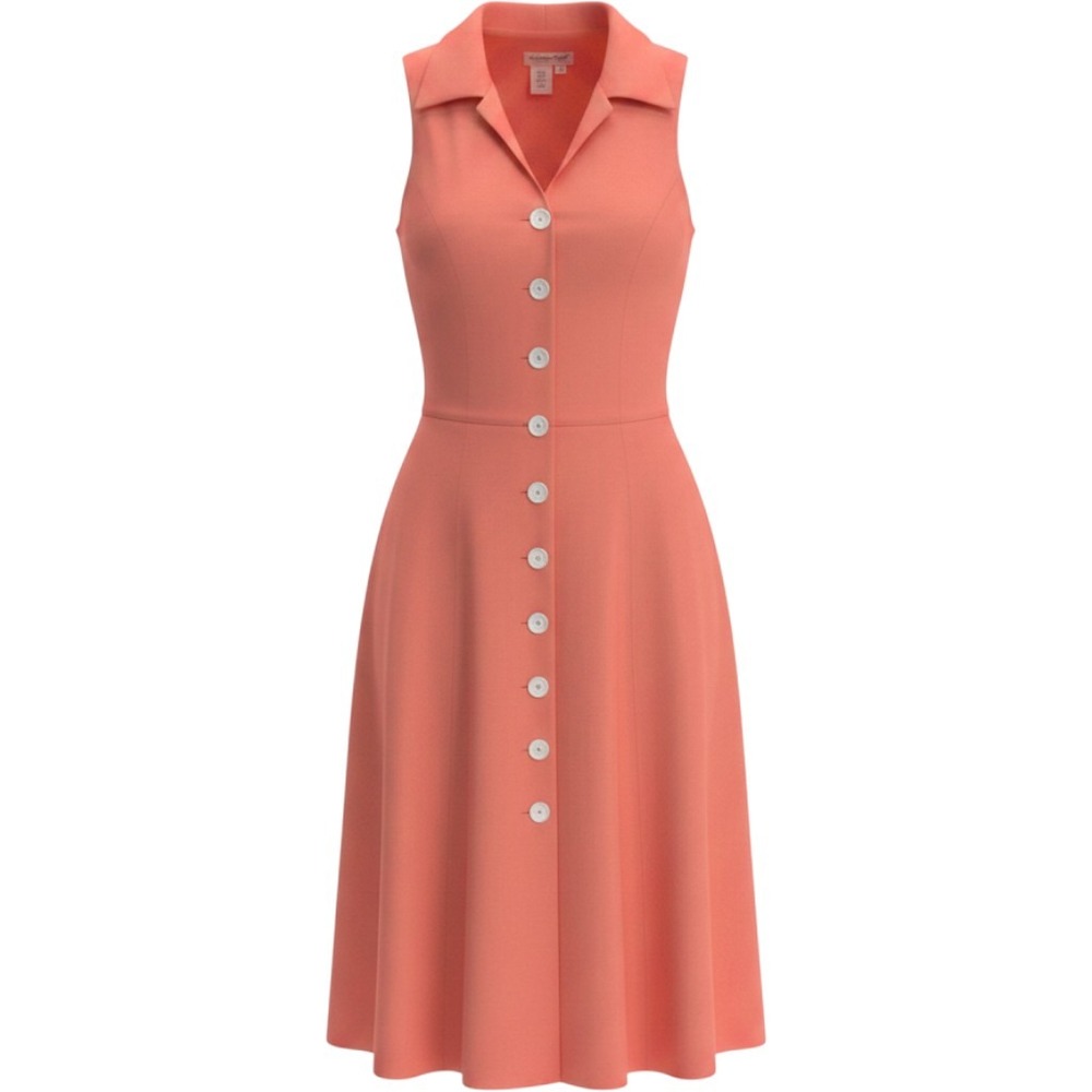 Coldwater Creek Coral Pink Linen Blend Sleeveless Button Front Maxi Dress 10